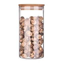Original Authentic Round Elegant Storage Glass Jar With Bamboo Lid