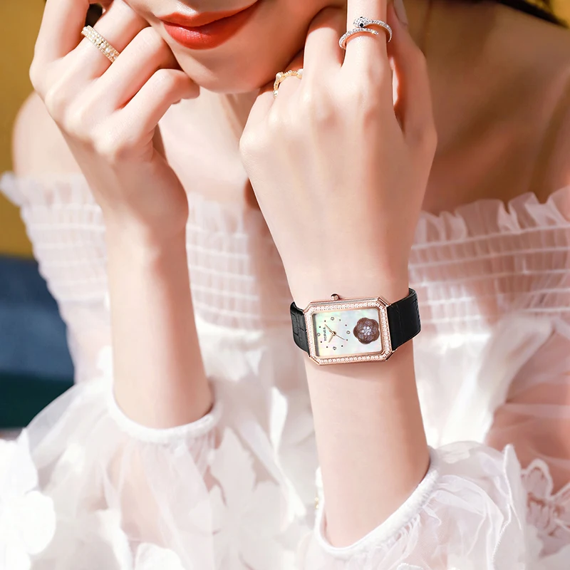 Tophill Swiss Euro Newest Fashion Styles of Ladies Square Muslim Prayer Quartz Watches Wall Gift Womens Custom Quartz Watches