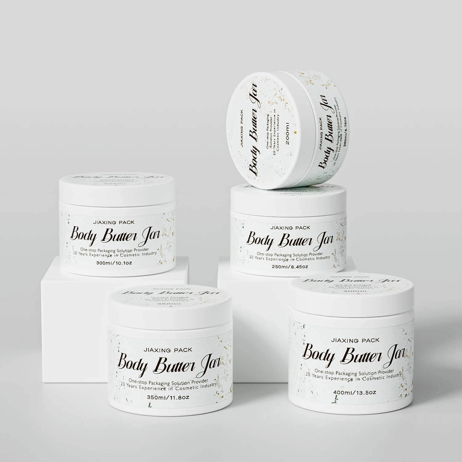 Wholesale 8oz  200 250 300  350 400 ml Custom Empty Wide Mouth Luxury Plastic PET Cosmetic Body Butter Scrub Jar Container