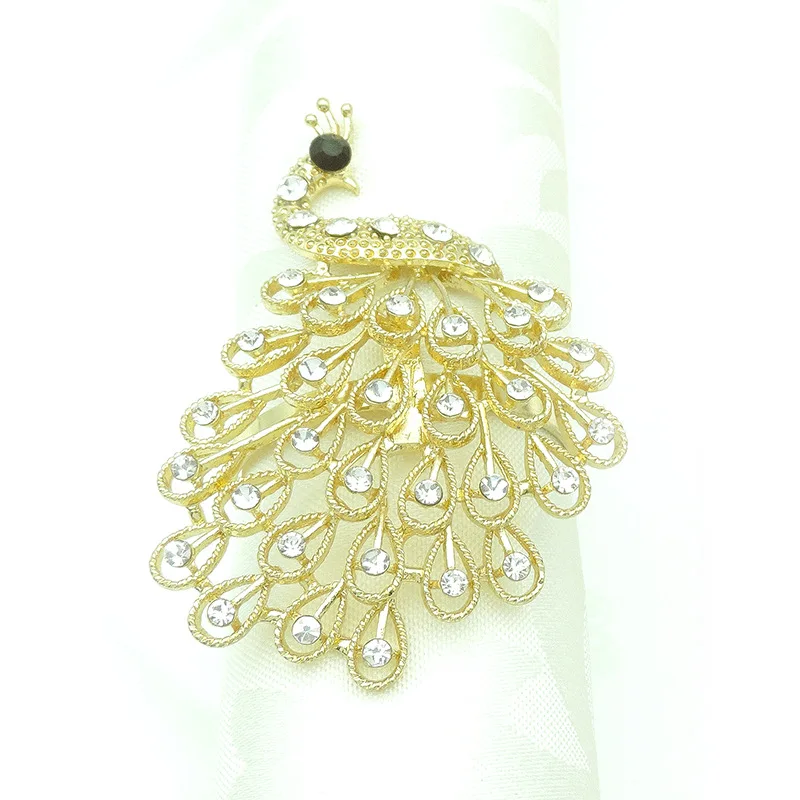 INT Tableware gold plated elegant peacock napkin ring holiday table decoration