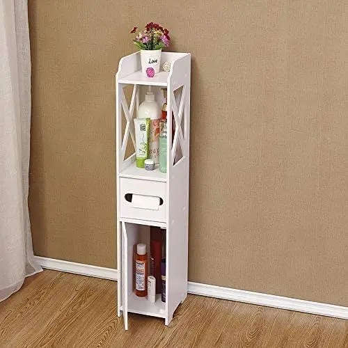 Bathroom Storage Floor Standing Waterproof Cabinet White Robust Bathroom Furniture Toilet Shelf Bathroom Organizer Tall Cupboard