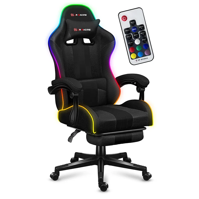 Wholesale Black Silla Gamer Racing Chair RGB Gaming Chair Computer Gamer Chair PC With Footrest