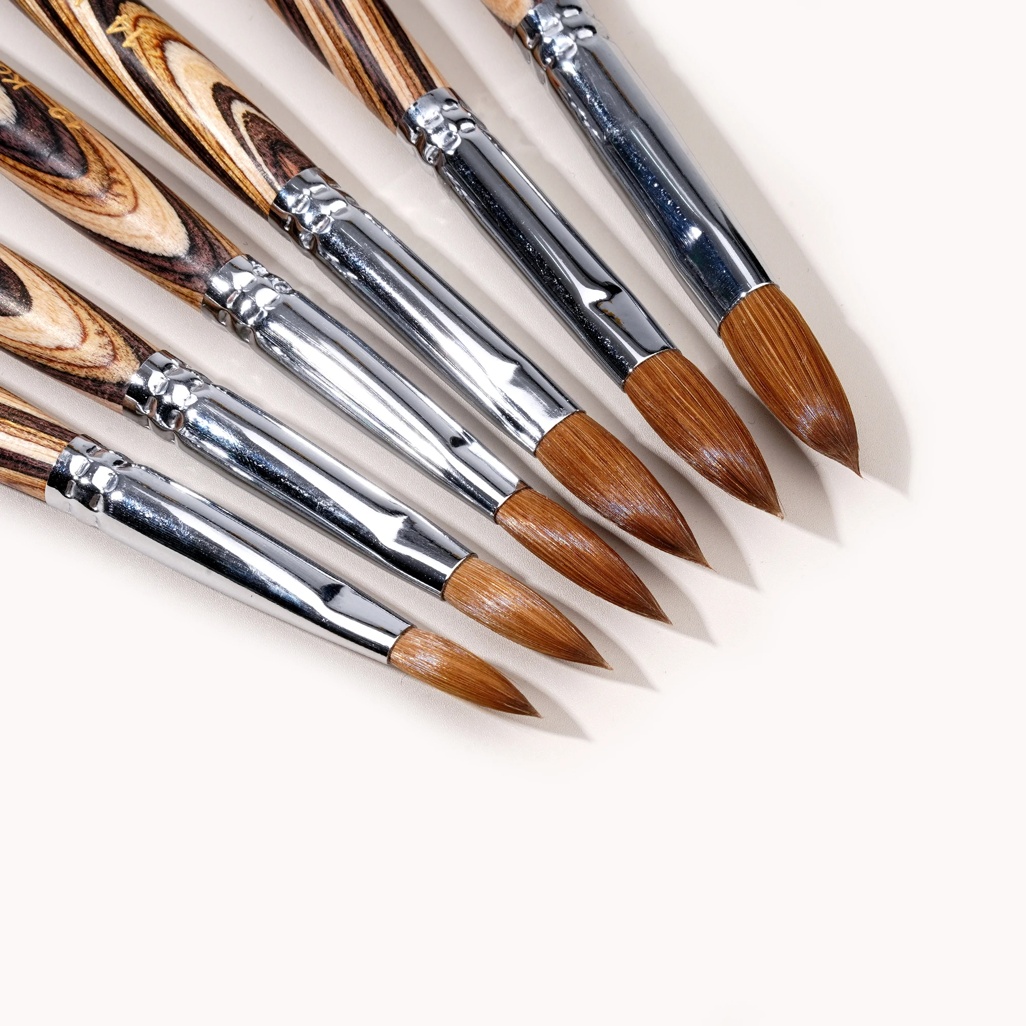 Factory Wholesale Custom Private Label High Quality Manicure Kit Wood Handle 100% Kolinsky French Acrylic Nail Brush Set For Art