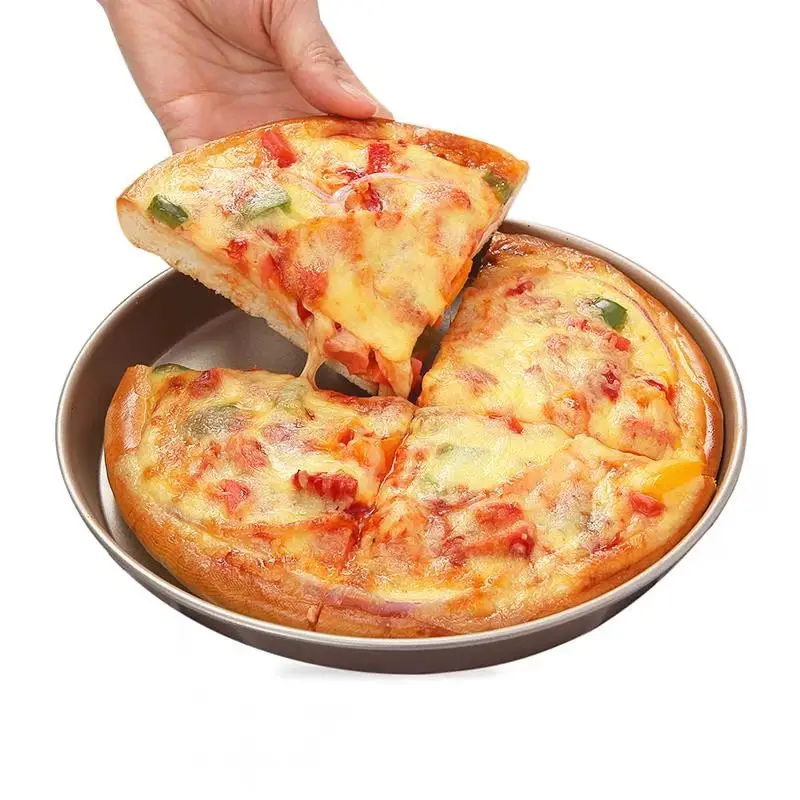 CHEFMADE Premier Brand 8 Inch Large Ring Round Sunny Sicilian Cooking Restaurants Non Stick Deep Dish Pizza Plate Pizza Pan