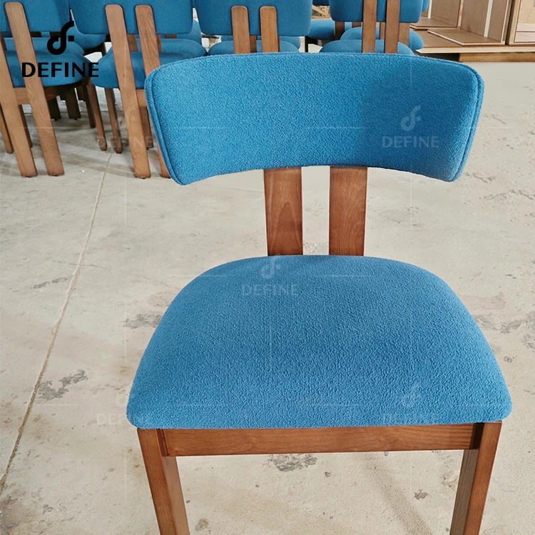 Оптовая продажа отель вилла современный дизайн индивидуальный цвет нордический ресторан ткань деревянный обеденный стул