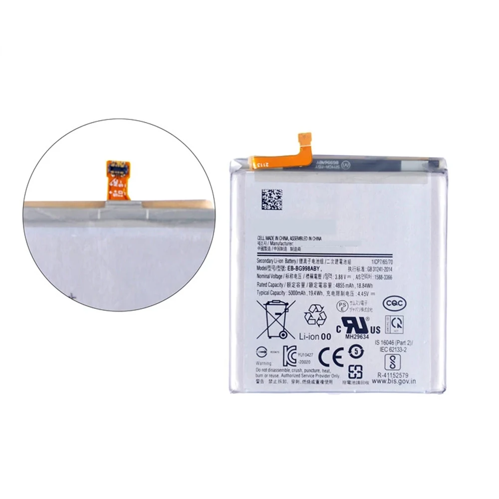 100% Original EB-BG998ABY Battery for Samsung Galaxy S21 Ultra G998 5G Replacement Mobile Phone Batteries 5000mAh