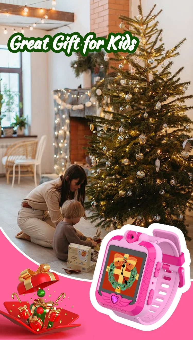 2023 Newest Electronic Kids Smart Watch with Flip Camera Child Watch Voice Video Record Pedometer for Kids Christmas Gift