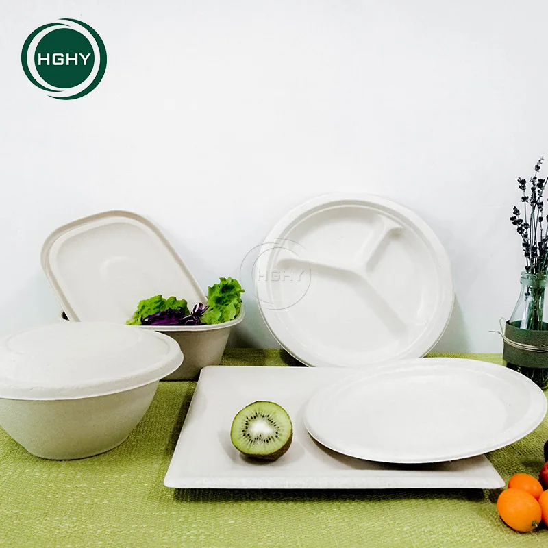 Eco-friendly Biodegradable Compostable Sugar Cane Plate Sugarcane Pulp Bagasse Plate Tableware