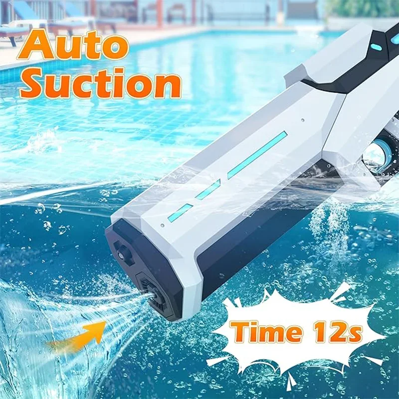 32FT Powerful Electric Water Squirt Gun Automatic Suck Water Water Blasters  Portable Summer Outdoor Beach Toys Gun