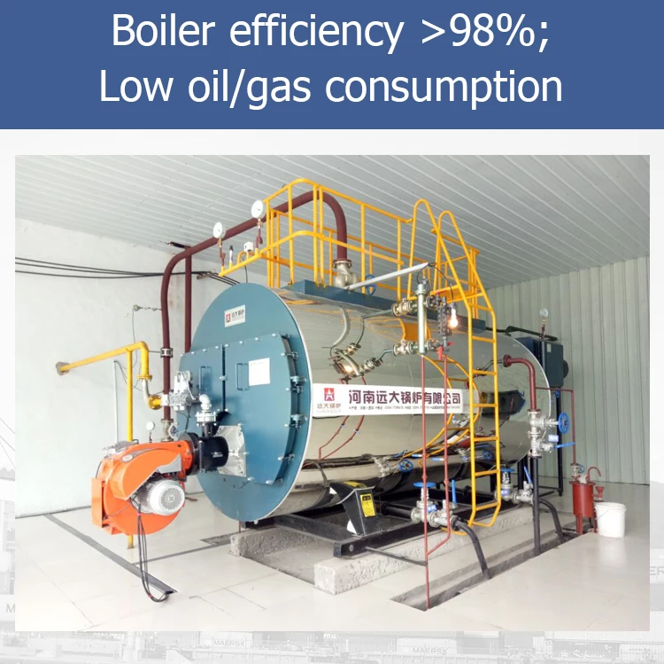 WNS2-1.25-Y(Q) 2th 2tph 2 tons hour 8 bar  gas lpg diesel fired steam boiler for pineapple