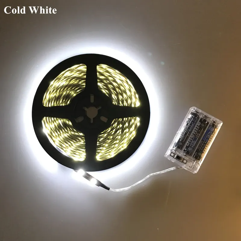  Светодиодная лента SMD3528 2835 для украшения дома питание от 3 батареек AA 50 см 1 м 2 4 5 холодный белый и теплый
