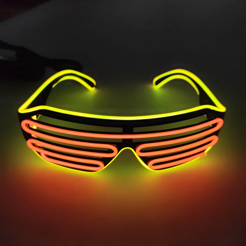 Fashion Party EL Wire Neon Rave Glasses Glow Shutter Glasses Flashing LED Sunglasses