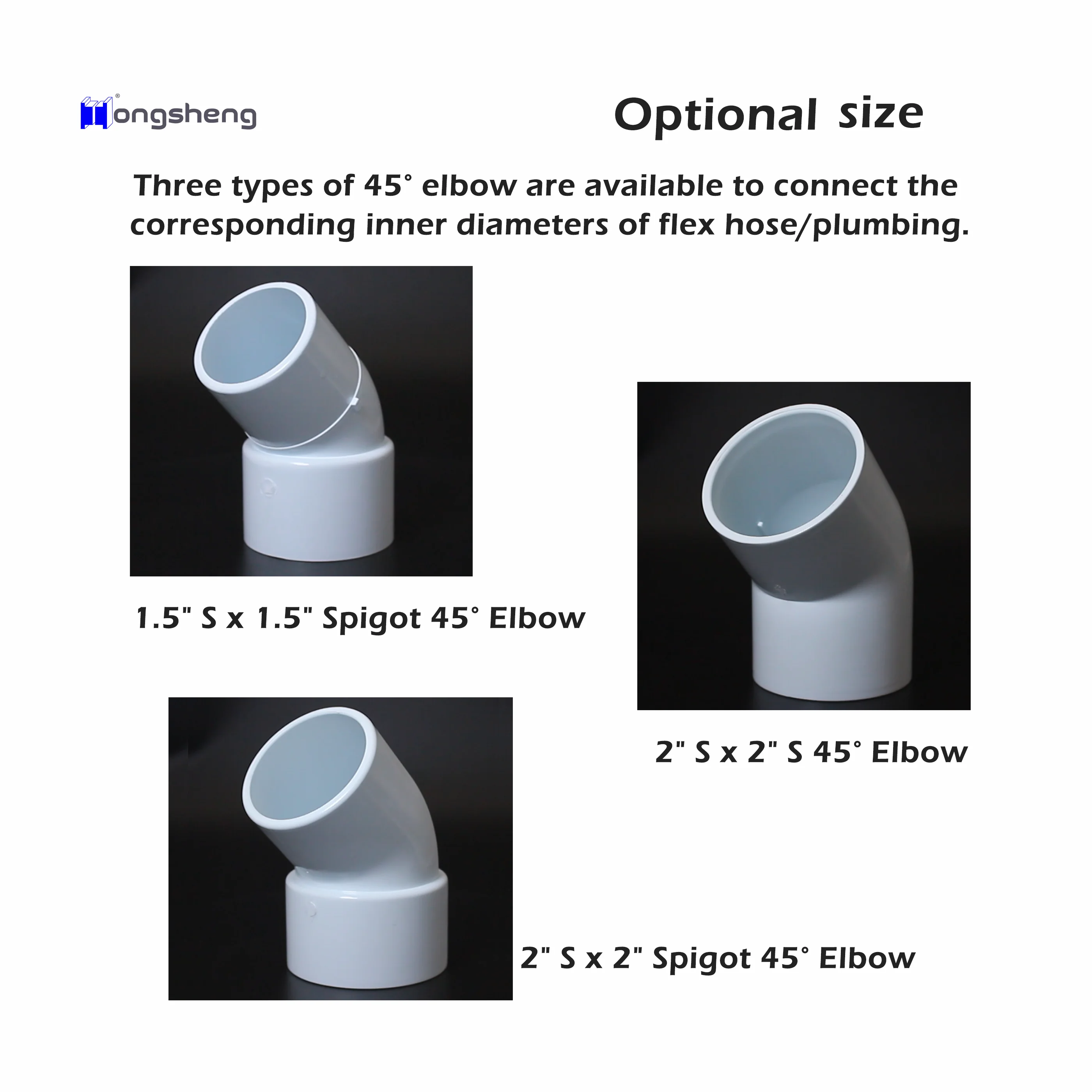 High Quality Hot Tub Spa Jets Pipe connection Fittings jacuzi tub plumbing connector 2 Inch Street 45 Degree PVC Elbow Slip Spig