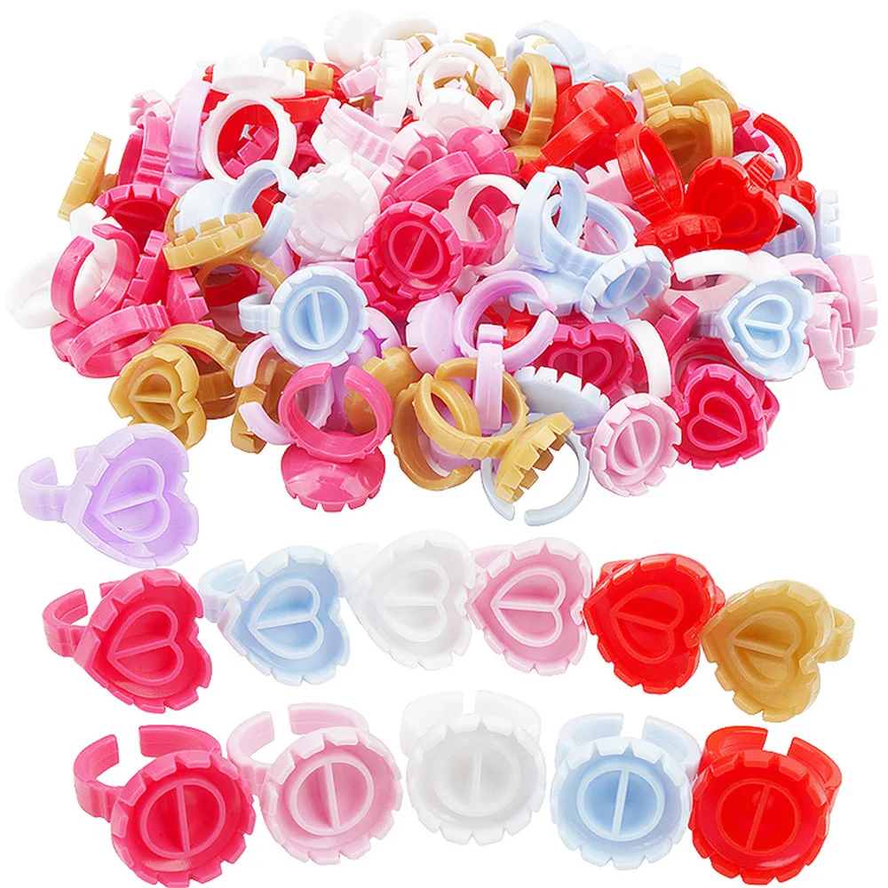 Wholesale price lash glue ring nude color lash accessories heart shape round shape lash extension supplies adhesive blossom cup
