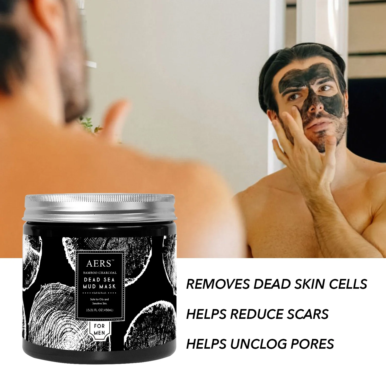 Customizable Dead Sea Mud Mask 450ml - Black Theme, Professional Design Services, MOQ 1000