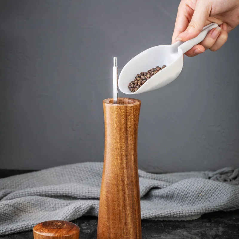 8 inch Pepper Grinder Kit Manual Wooden Rotor with Adjustable Coarseness Wood Pepper Mill Set