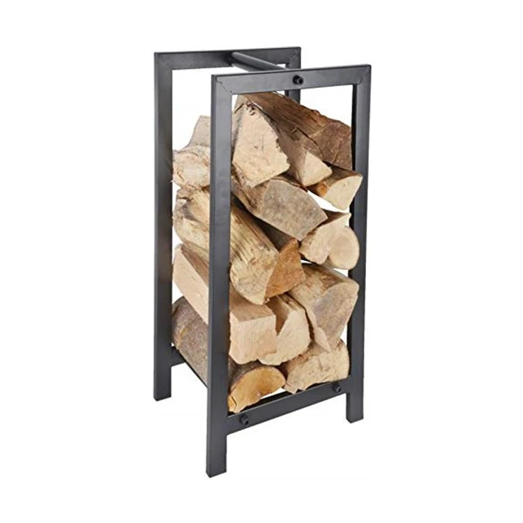 Customized Outdoor Steel Log Holder Modern Black Fireplace For