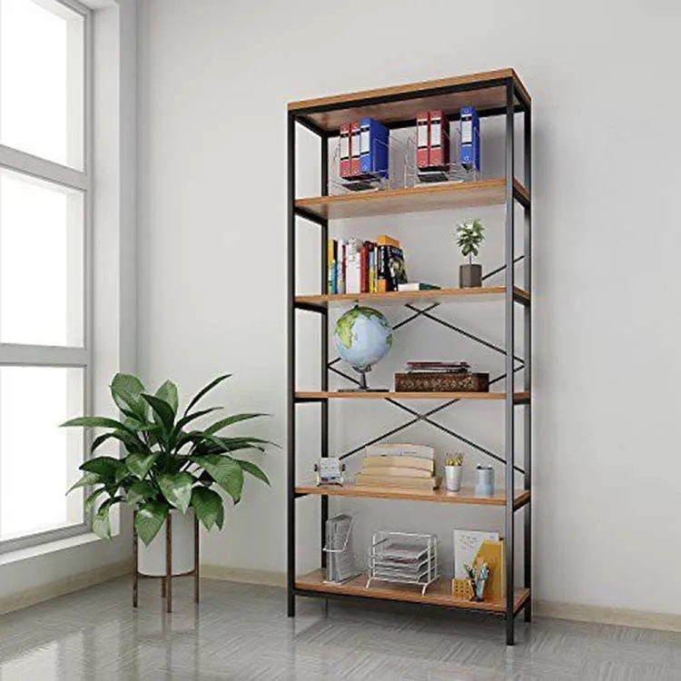 Vekin Furniture 5 Tiers Tall Book Shelf Bookrack Organizer Free Standing Storage Wooden Bookshelf Wholesale