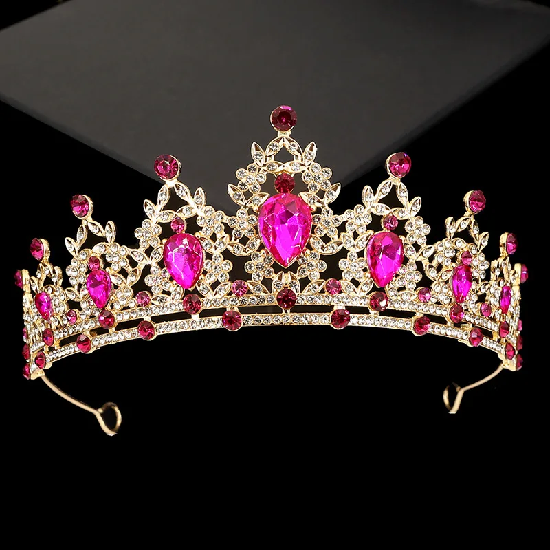 Colorful Rhinestone Birthday Crown Wedding Hair Accessories Party Bouquet Decoration Alloy Half Round Crown
