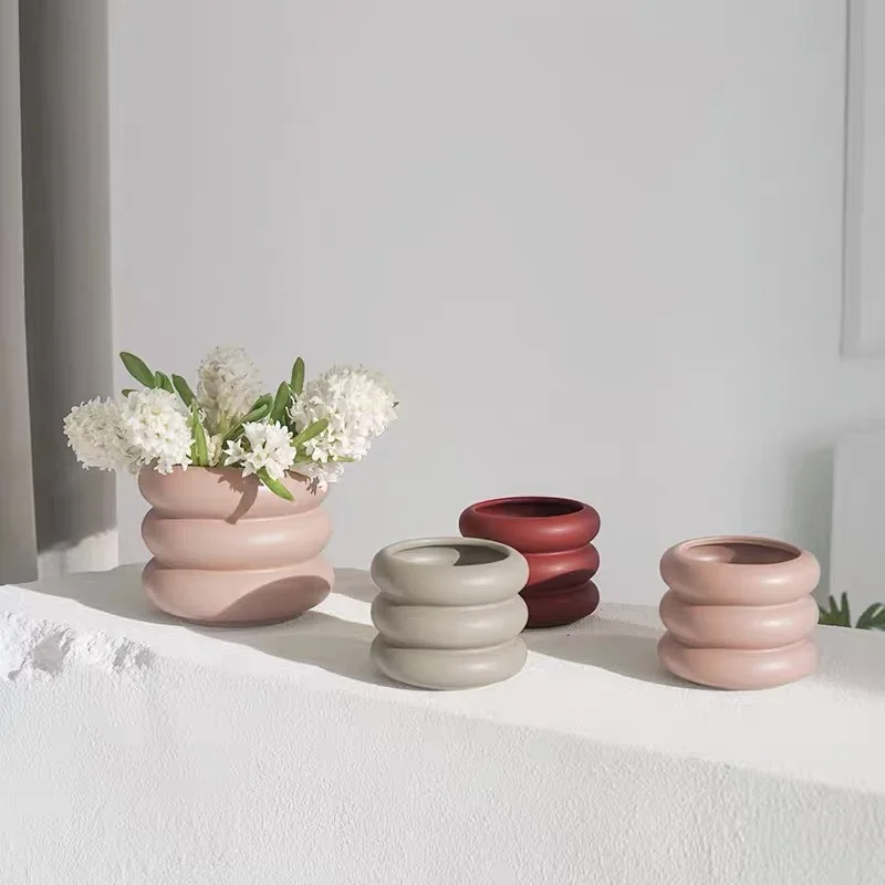 Nordic style modern unique design home decoration ornament ceramic flower pots mold