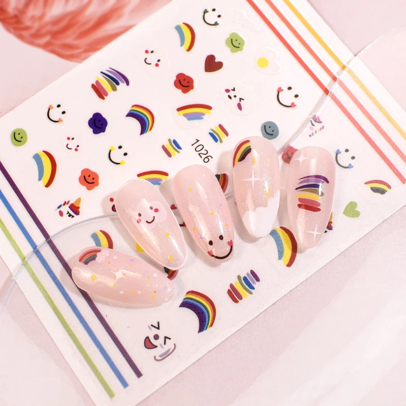Оптовая продажа с фабрики горячая Распродажа наклейки для дизайна ногтей Цвет Любовь звезды смайлик дизайн наклейки для дизайна ногтей 1021-1028
