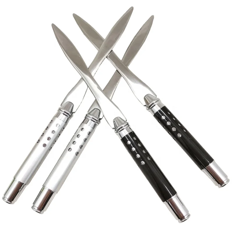 Серебристая металлическая ручка, открывалка для писем с черной ручкой, индивидуальная рекламная акция для офиса и отеля