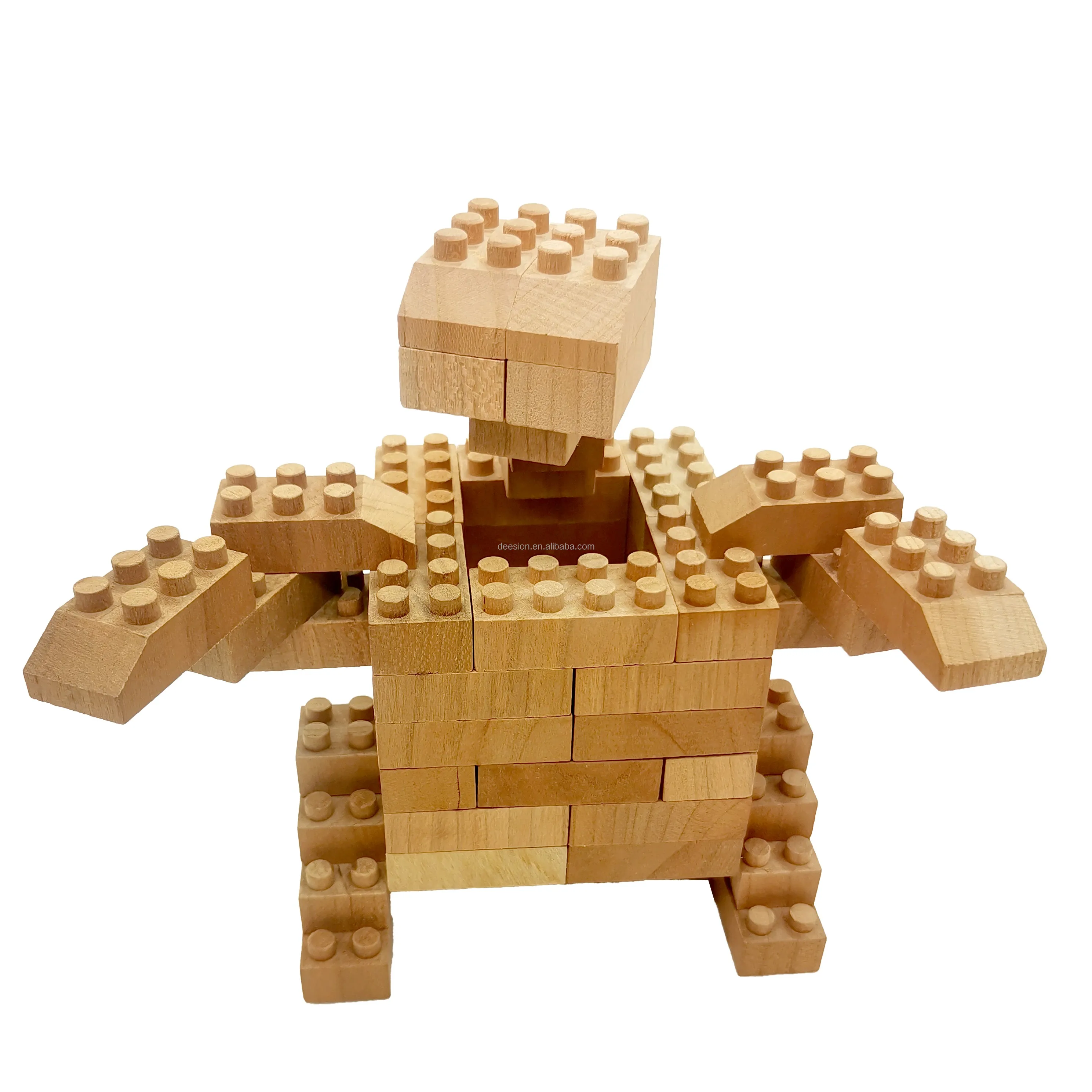 Wooden DIY brick toys short robot ready for build up BPA free nature color Christmas gift birthday gift for kids and adult