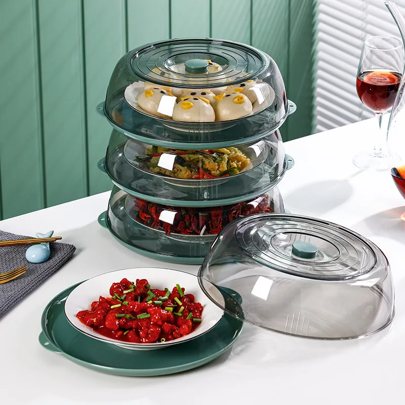 Wholesale Multi-layer Plastic Dish Cover Kitchen Storage Dining Table Thermal Insulated Microwaveable Food Dish Cover