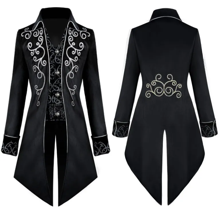Men Medieval Victorian Costume Tuxedo Gentlemen Tailcoat Gothic Steampunk Trench Vintage Frock Outfit Coat for Men