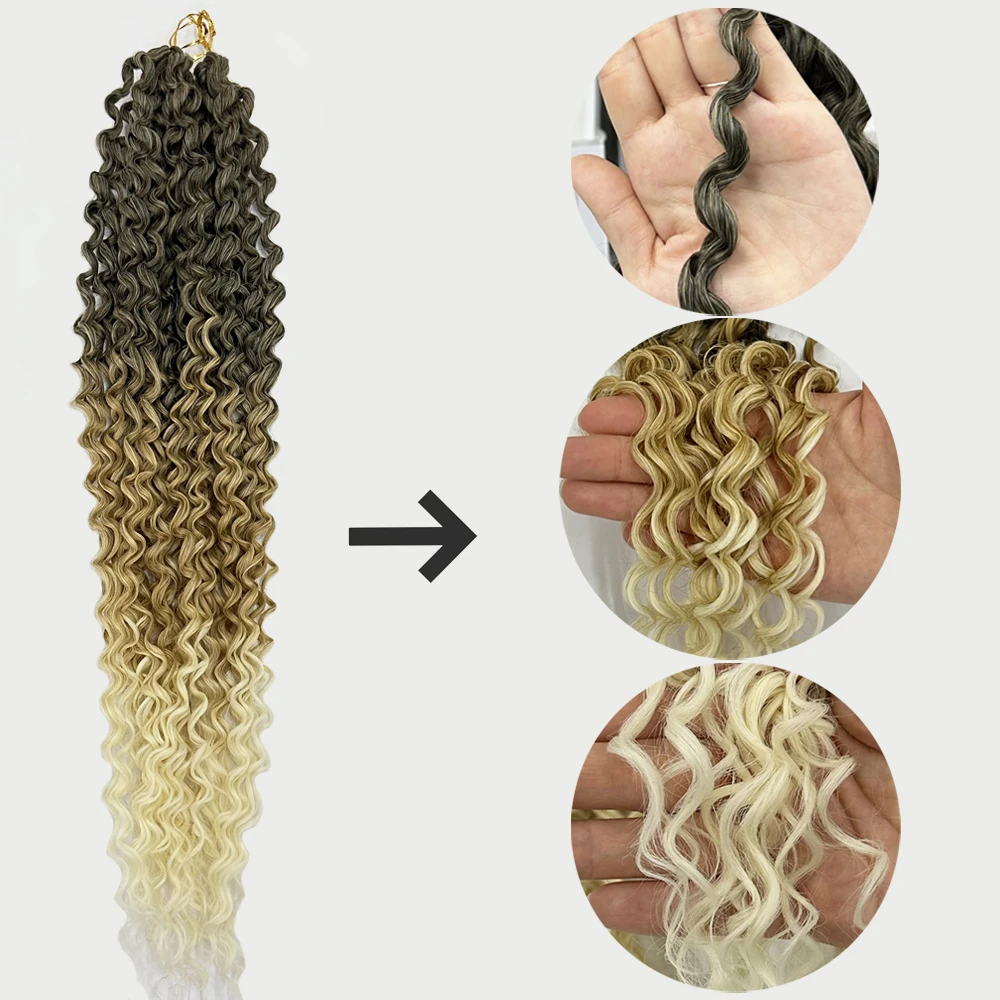 Russian 24 Inch Extra Long Deep Wave Crochet Braids Bulk Hair Synthetic Ariel Curl Ocean Wave Braiding Hair