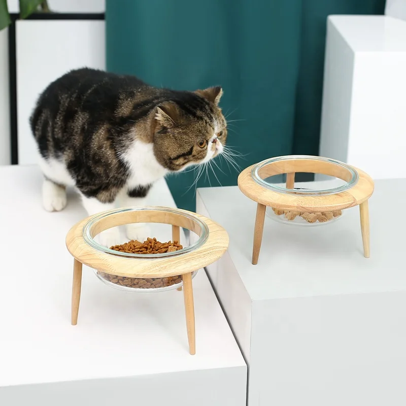 Manufacturer Adjustable Cat Bowl Dog Food Pet Feeders With Wood Stand