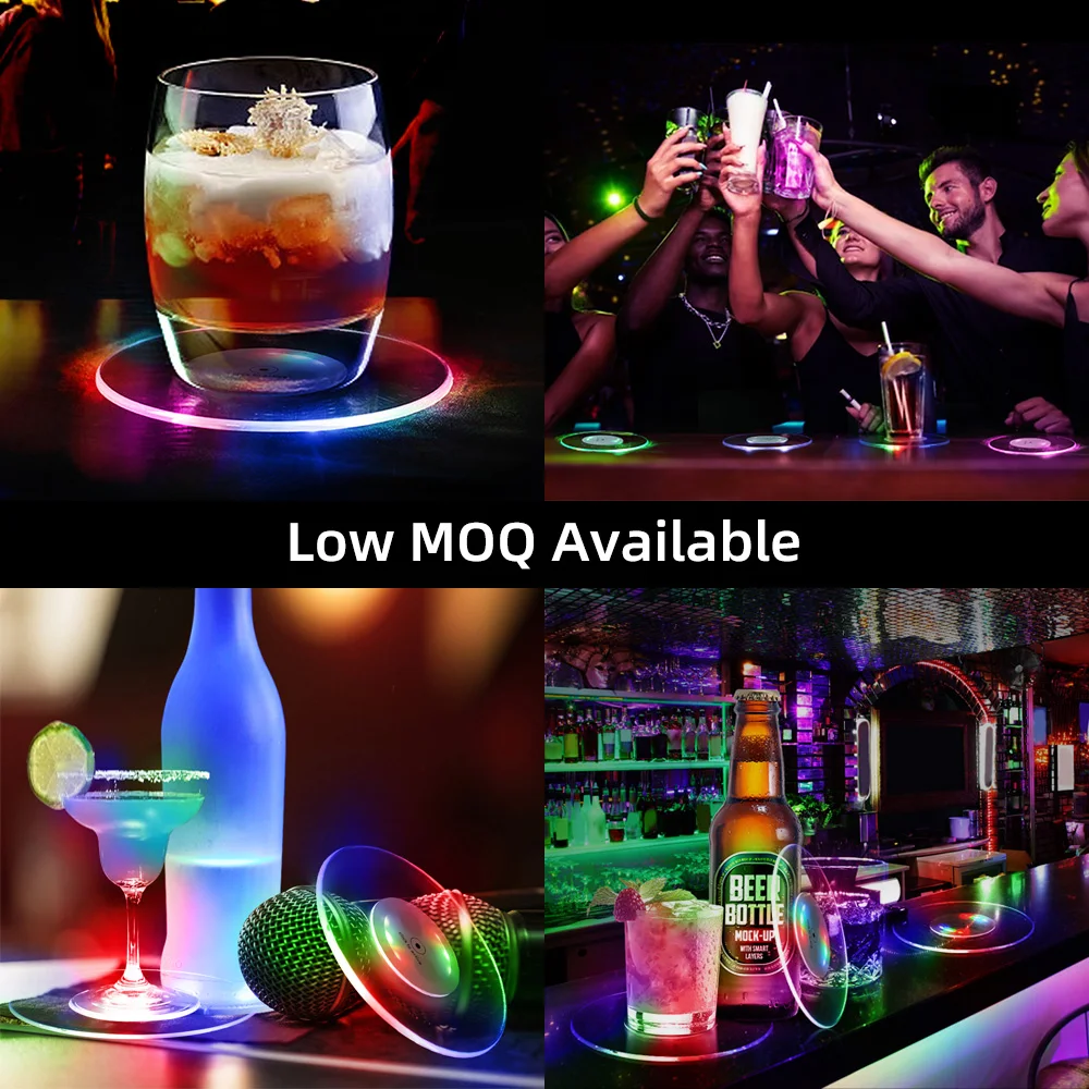 LED Coasters Movie Room Accessories Birthday Wedding Decoration Accessories Speakeasy Decor LED Accessories Bar Bottles Lights