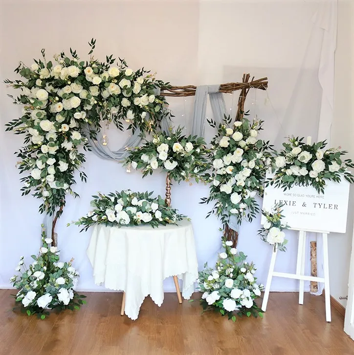 Свадебные искусственные белые розы набор цветов цветы свадебные украшения уличное украшение для фона