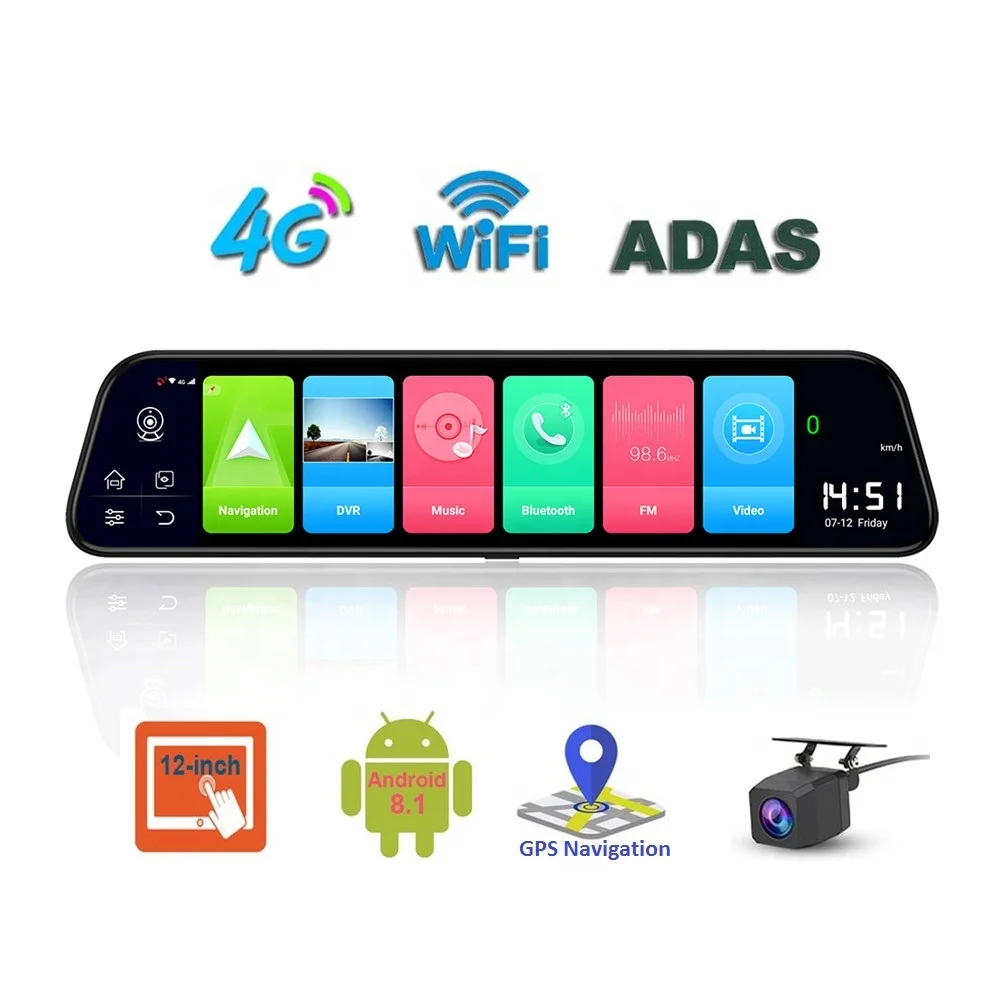 professional 4g 1080p car rear view mirror dual dash cam gps logger back camera
