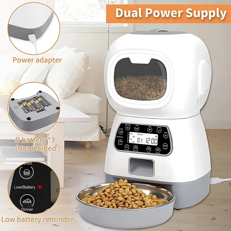 10S Voice Recorder Smart Pet Feeder 3.5L Dry Food Dispenser Automatic Cat Feeders Wi-Fi for Cats and Dogs