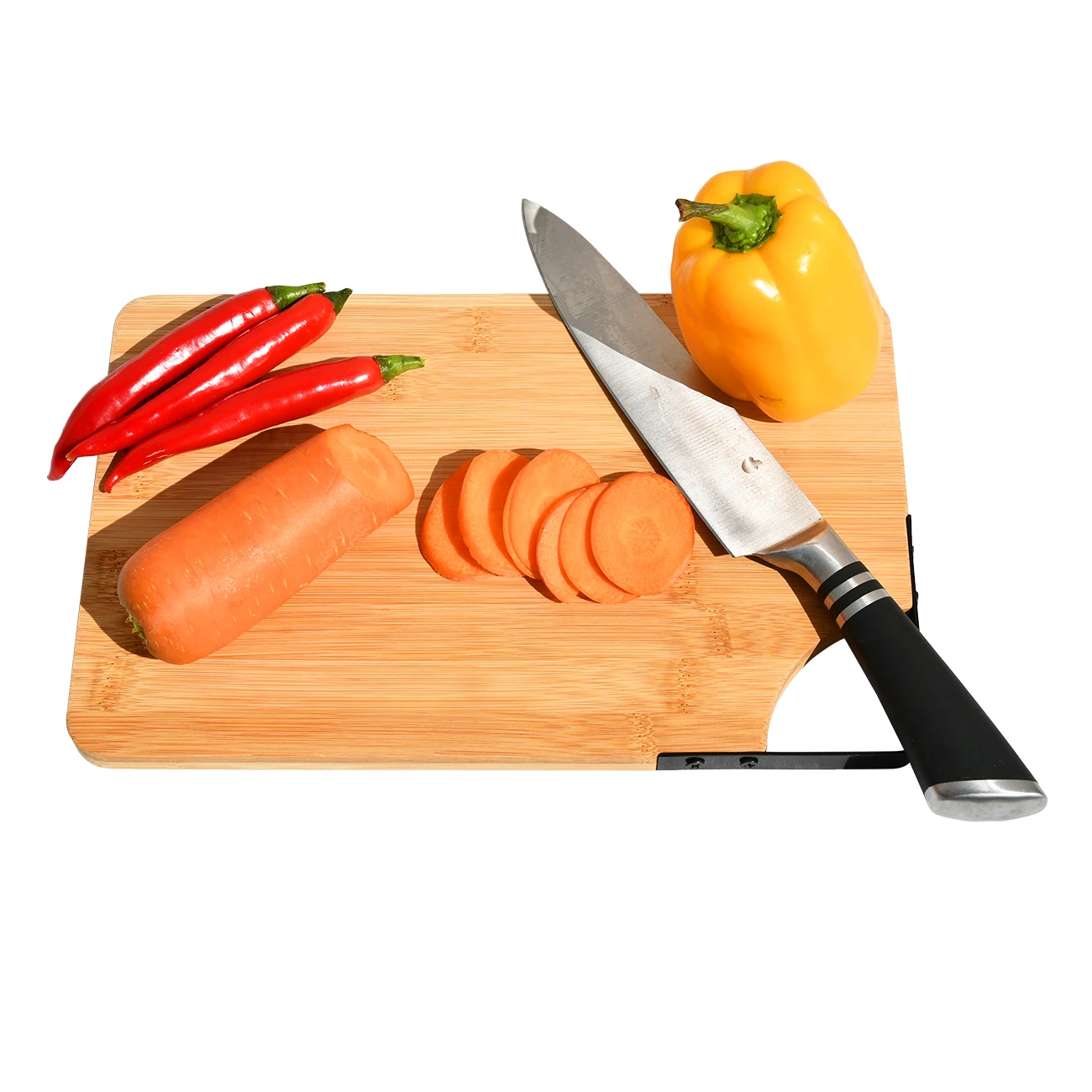 2 Pieces Black Iron Wood Chopping Board Bamboo Chop and Stick Cutting Boards,Rectangle Solid Wood Server with Handle Food Safe