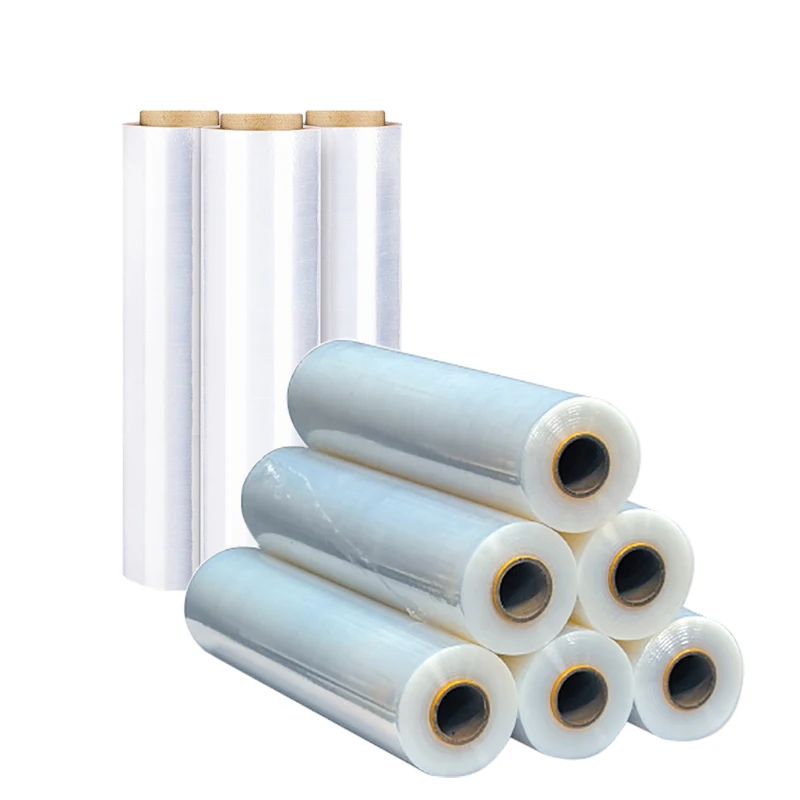 PE Stretch Film Roll Wrap Soft 50cm Width Shrink Plastic Film Moisture Proof PVC PET LLDPE Food Custom Logo 300m Cling Film