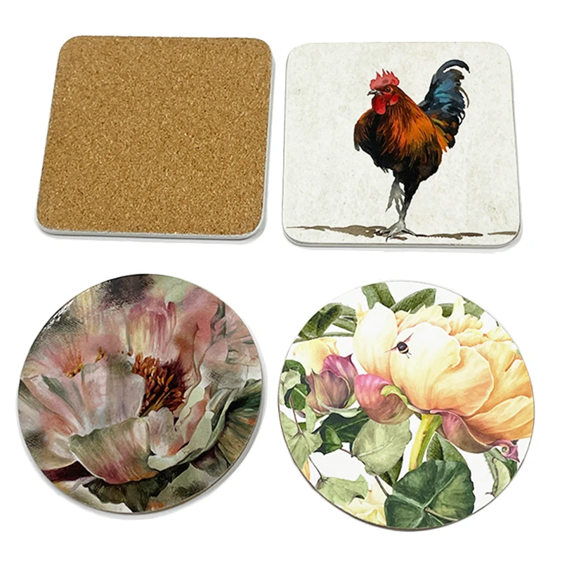 Custom Cork Printer Cup Coasters Board Sublimation Blanks Tea Coffee Coaster MDF Cork Coasters for drinks