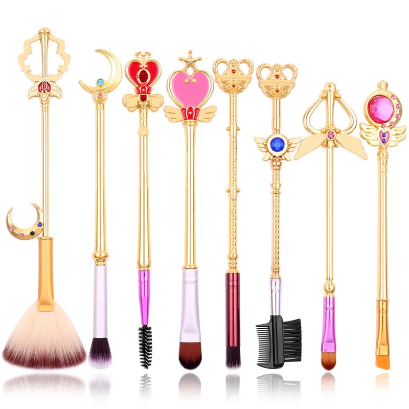 Cartoon Sailor Moon Anime Cosplay Magic Wand Prop Accessories Women Make up Makeup Brushes Set Basic Tool