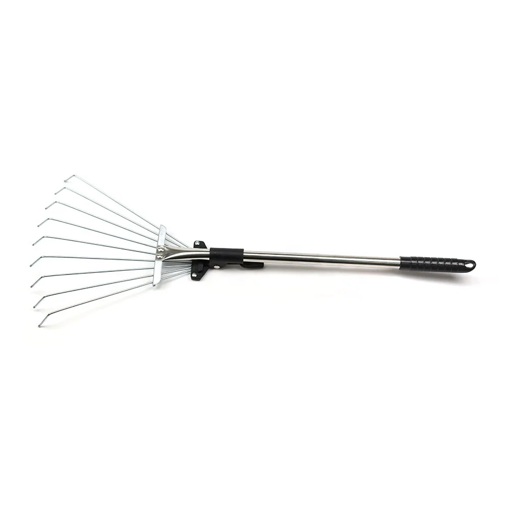 Hot selling garden leaf grass lawn rake with adjustable telescopic steel tubular handle