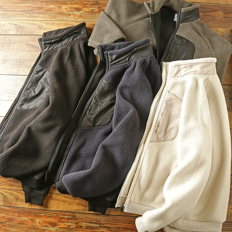 new outdoor soft sherpa jacket mens winter warm sherpa varsity fleece jacket for men