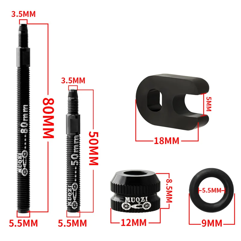 MUQZI Bicycle Tubeless Presta Valve Extension Extender 50mm 80mm Detachable Valve Extender