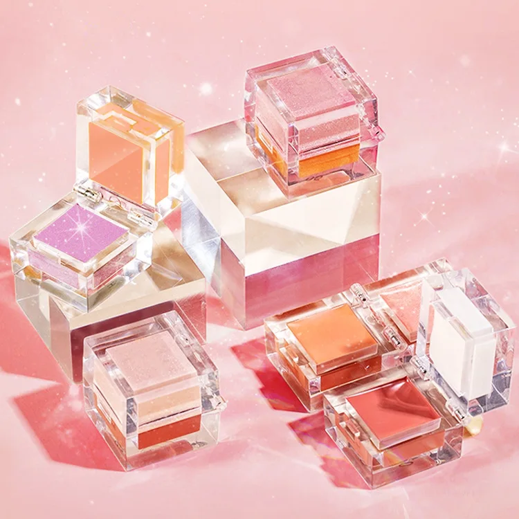 Hot Selling New Type No Logo Cream Blush Clear Case Waterproof Private Label Highlighter Blush Makeup OEM ODM