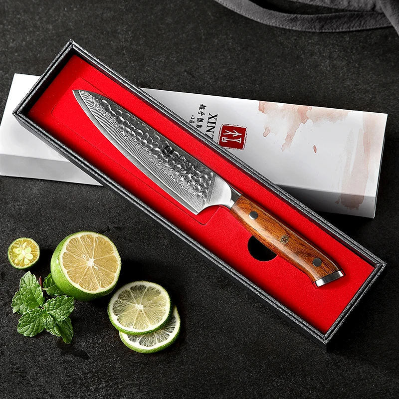 professional custom Japanese Damascus steel kitchen utility knife 5 inch
