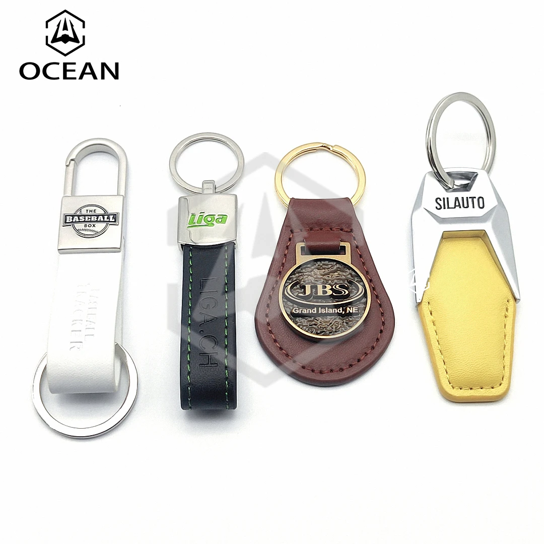 OEM Custom Engrave Logo Luxury Cowhide Pain Premium Genuine Leather leather shoe boots keychain