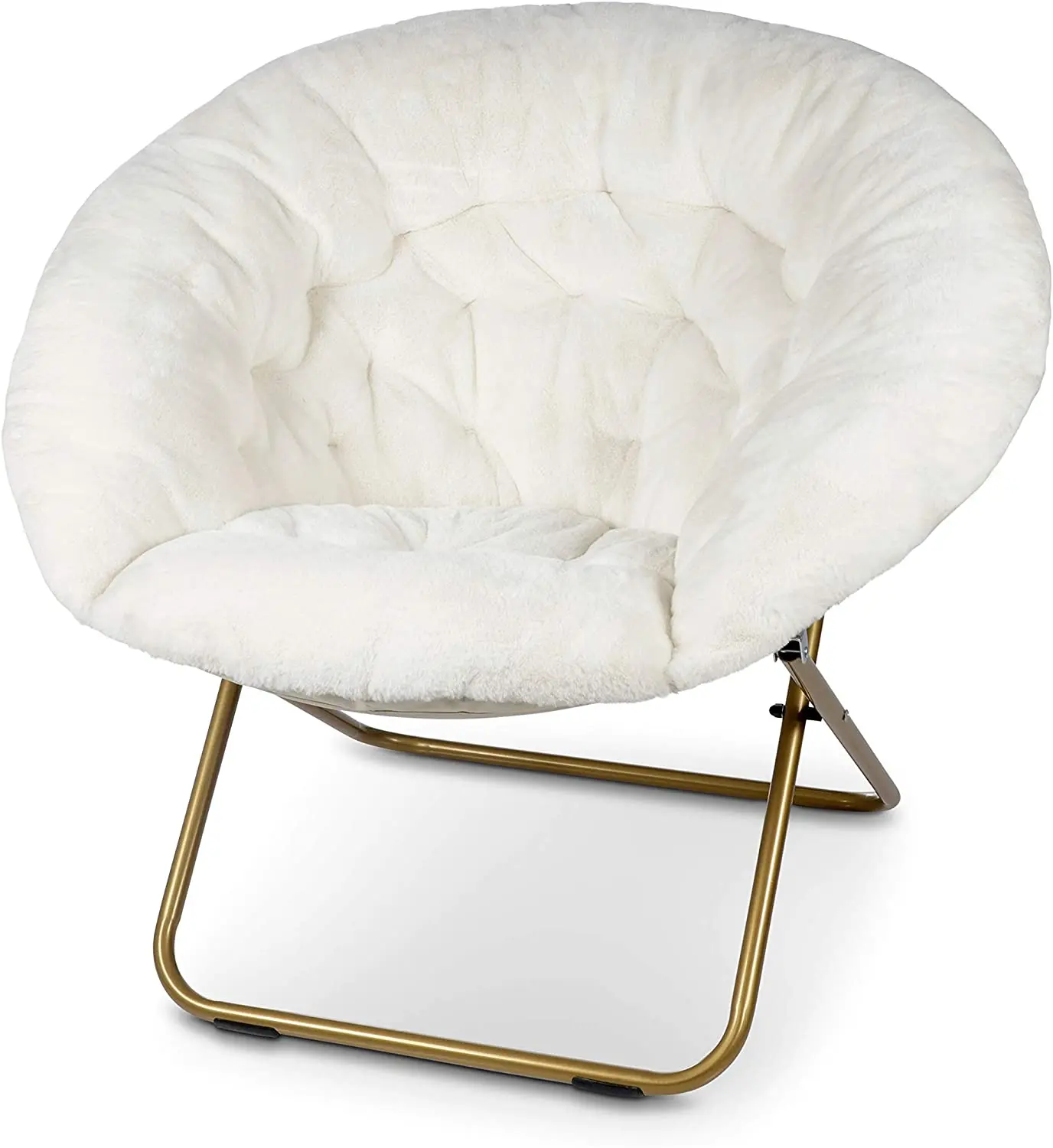 Hitree top seller Soft Thick Fabric Cushion comfortable indoor portable folding round moon chair for living room