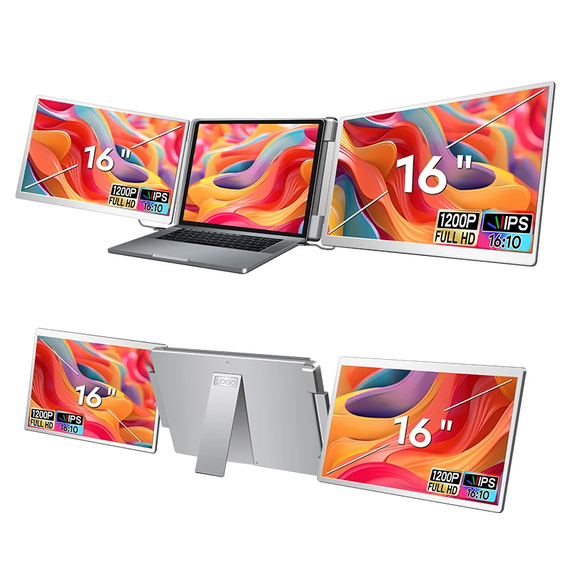 16-дюймовый тройной портативный монитор USB C экран удлинитель дисплей для 2 бизнес-игровых мониторов Plug and Play Mobile Workstation