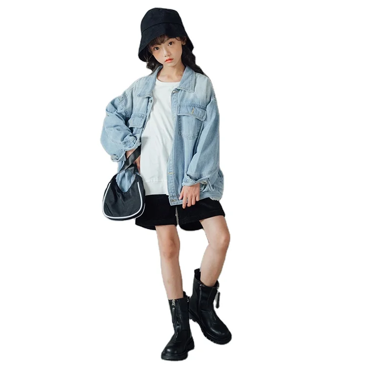 Kids Denim Jacket Solid Easy Jean Children Clothes Girl Denim Coat Fashon Boutiques Kids Clothes Wholesale Girls Jackets
