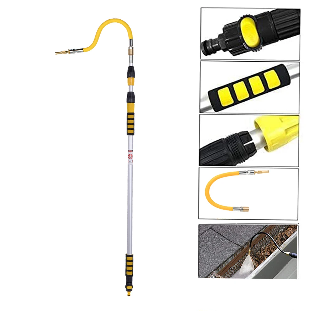 Garden Hose Cleaner Wand Telescopic Cleaning Tool for Gutter Roof Windows