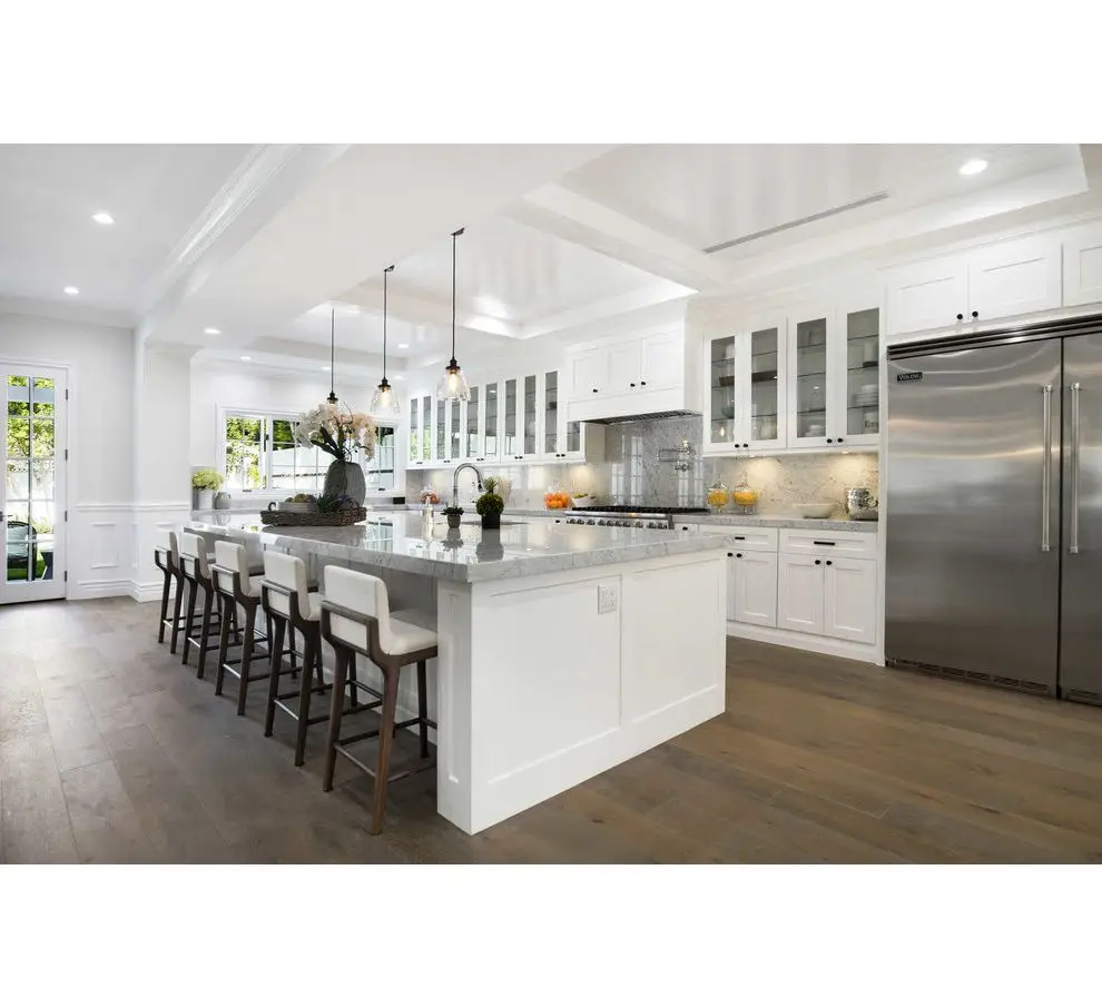 Ready-to-Assemble Farmhouse  Solid Wood  Custom Kitchen Cabinet with Glass Door